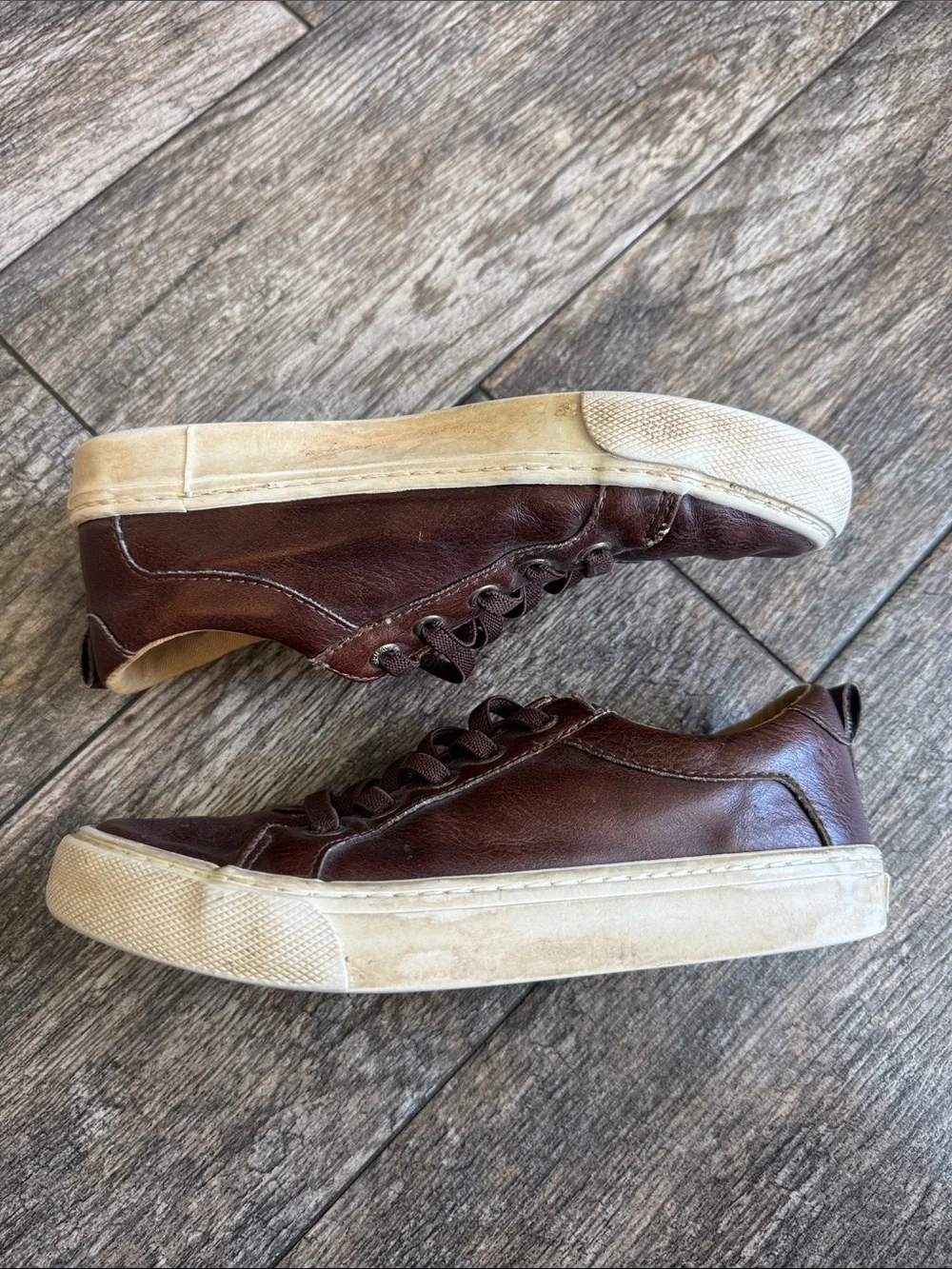 Old Navy Brown Lace-Up Casual Sneakers with Cream Soles